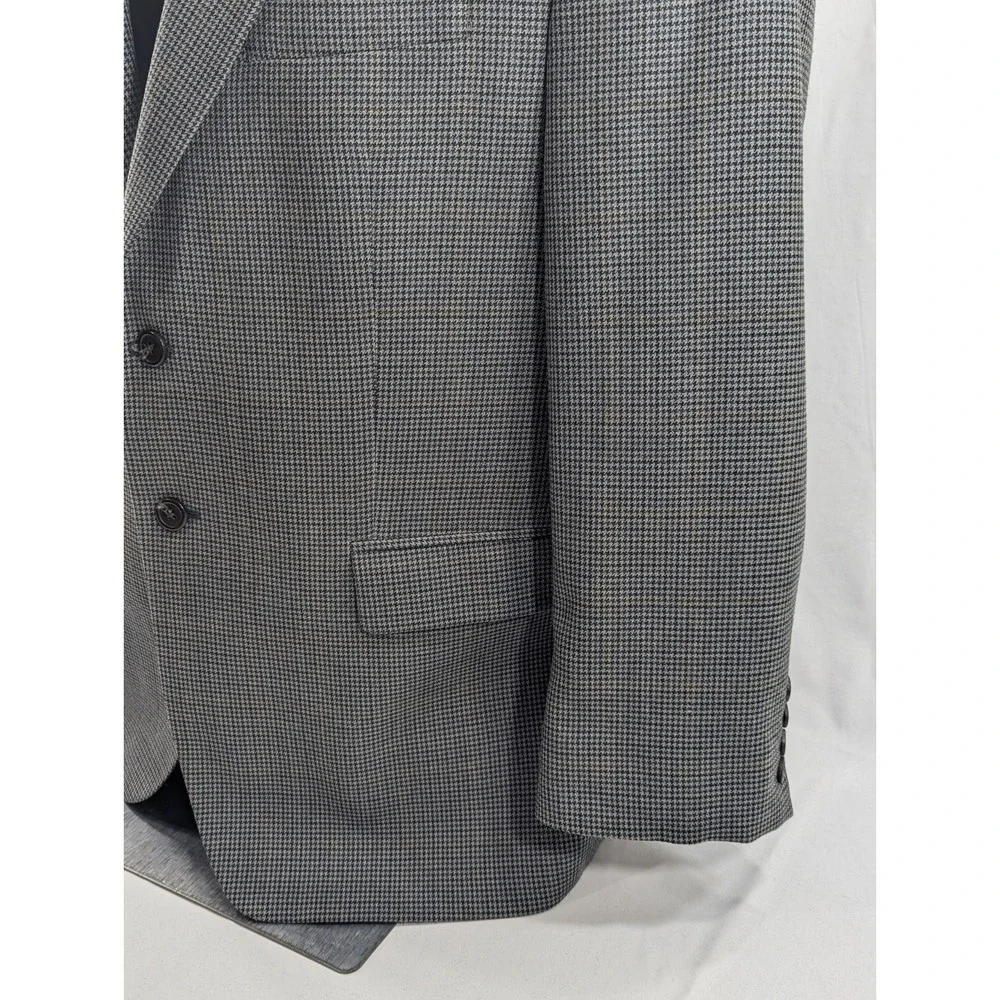 Ralph Lauren Blazer Sports Coat Silk Wool Gray Houndstooth Suit‎ Jacket 42S 46